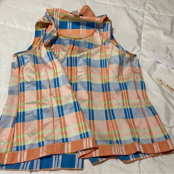 Vintage Sweet Suit Plaid Notched Collar Sleeveless Blazer | Sherbet Colors - Picture 9 of 10